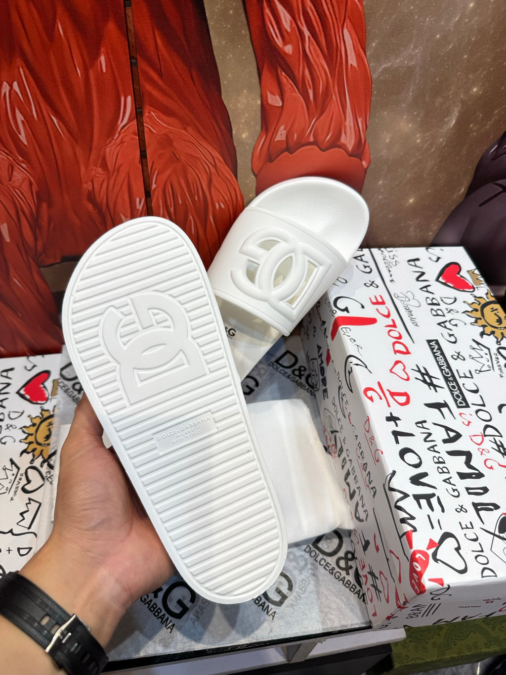 Dolce & Gabbana DG Men's Embossed-Logo PVC Slides