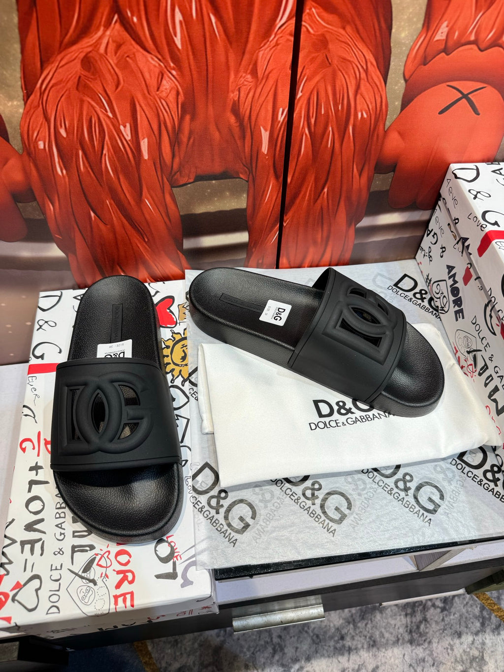 Dolce & Gabbana DG Men's Embossed-Logo PVC Slides