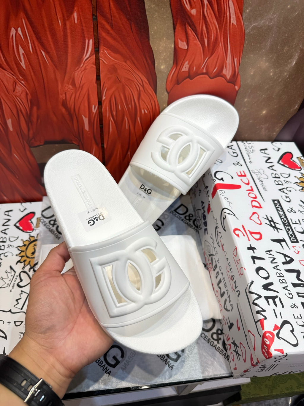 Dolce & Gabbana DG Men's Embossed-Logo PVC Slides
