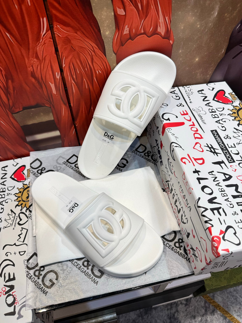 Dolce & Gabbana DG Men's Embossed-Logo PVC Slides