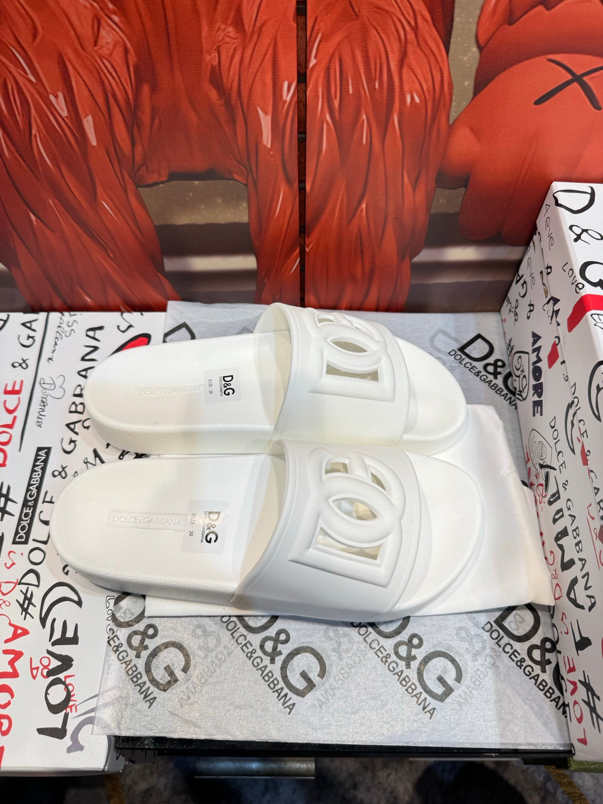 Dolce & Gabbana DG Men's Embossed-Logo PVC Slides