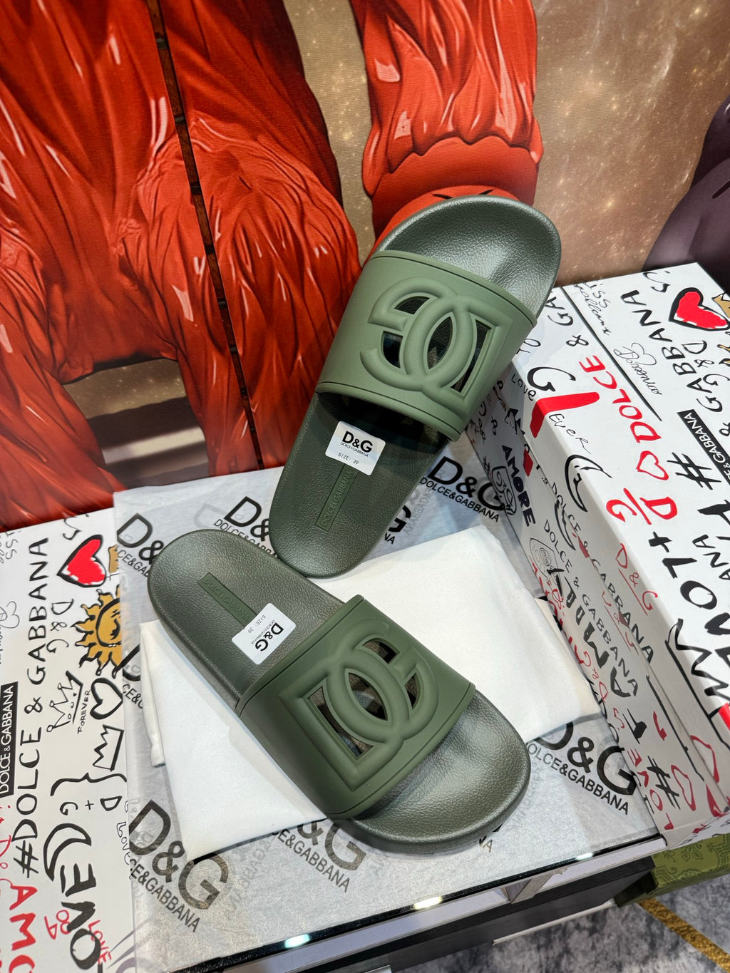 Dolce & Gabbana DG Men's Embossed-Logo PVC Slides