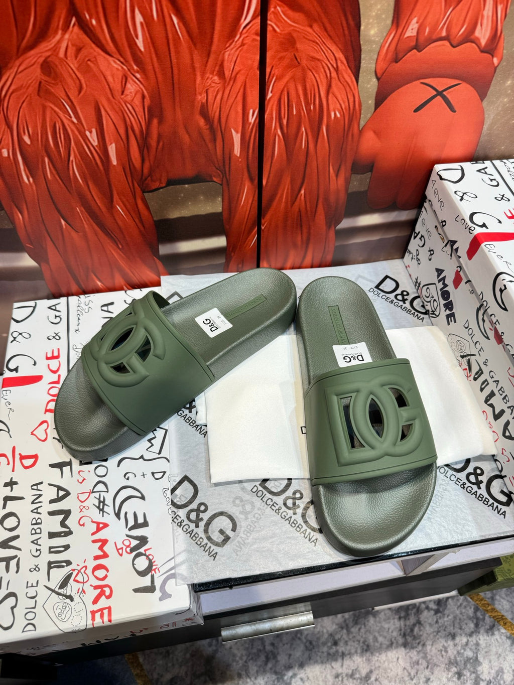 Dolce & Gabbana DG Men's Embossed-Logo PVC Slides