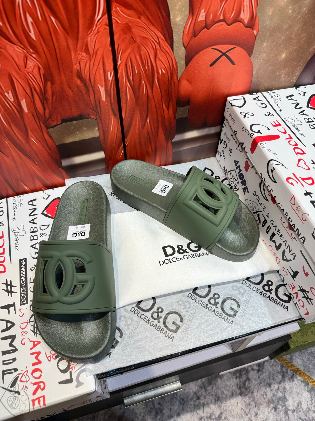 Dolce & Gabbana DG Men's Embossed-Logo PVC Slides
