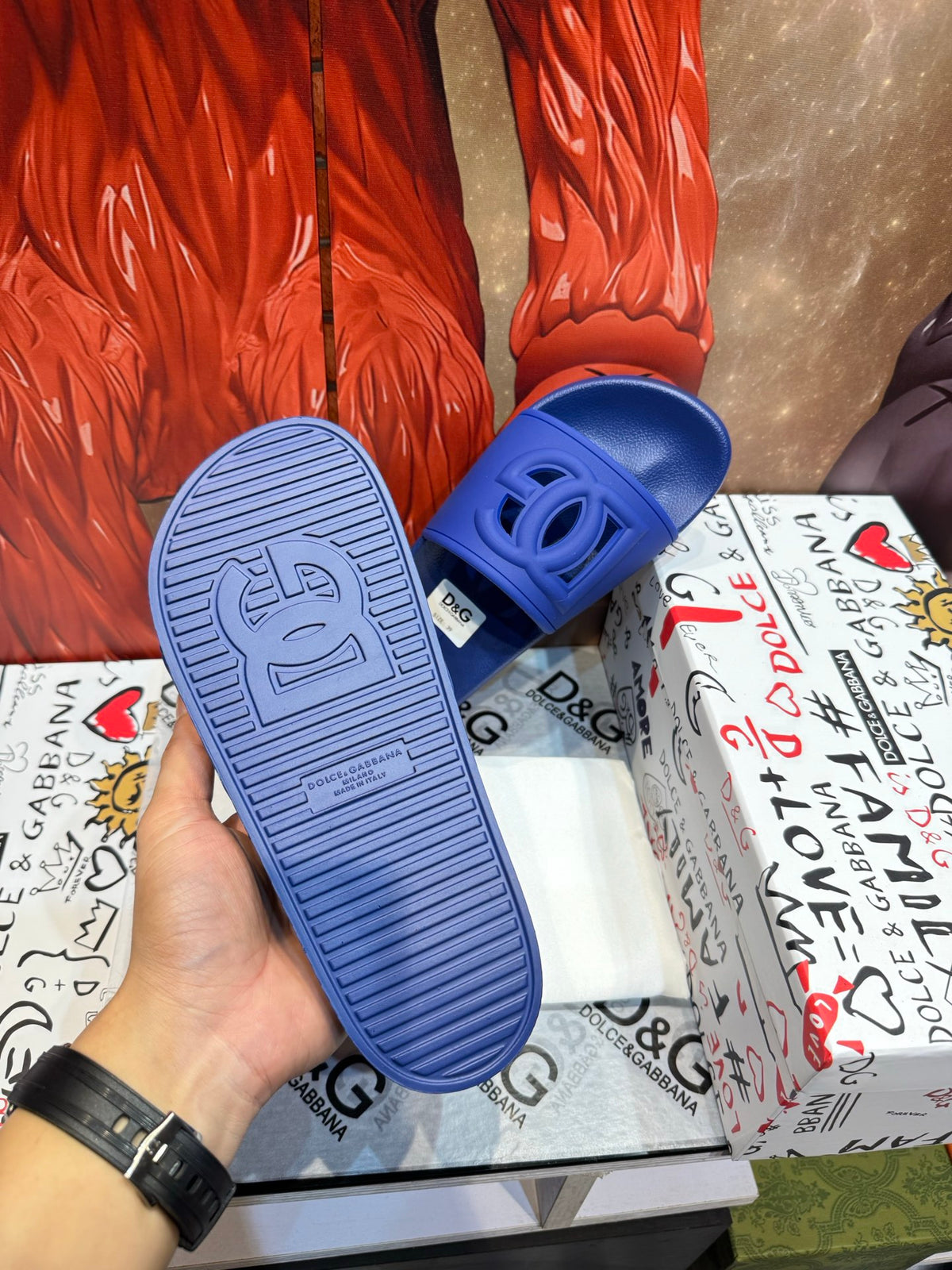 Dolce & Gabbana DG Men's Embossed-Logo PVC Slides
