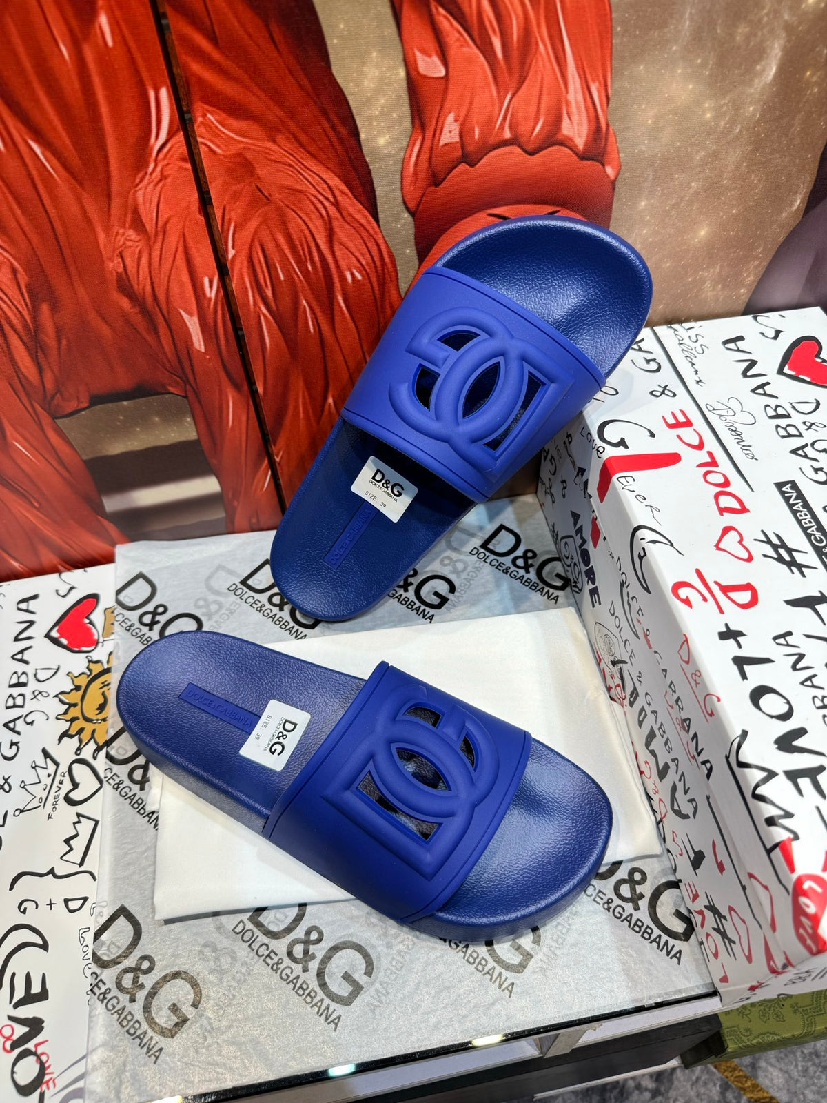 Dolce & Gabbana DG Men's Embossed-Logo PVC Slides