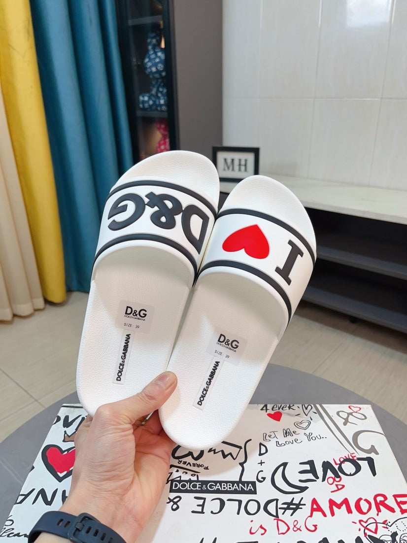 Dolce & Gabbana DG Men's Calfskin Puff Slides with Embossed Logo