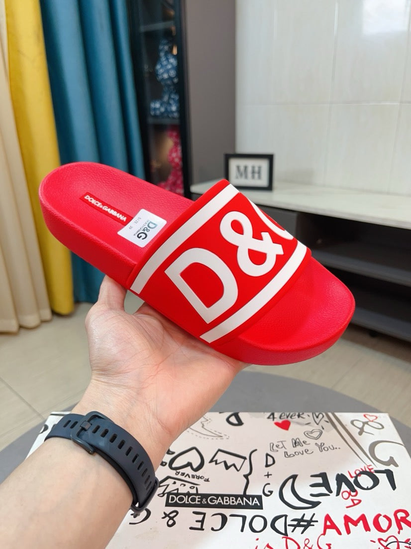 Dolce & Gabbana DG Men's Calfskin Puff Slides with Embossed Logo