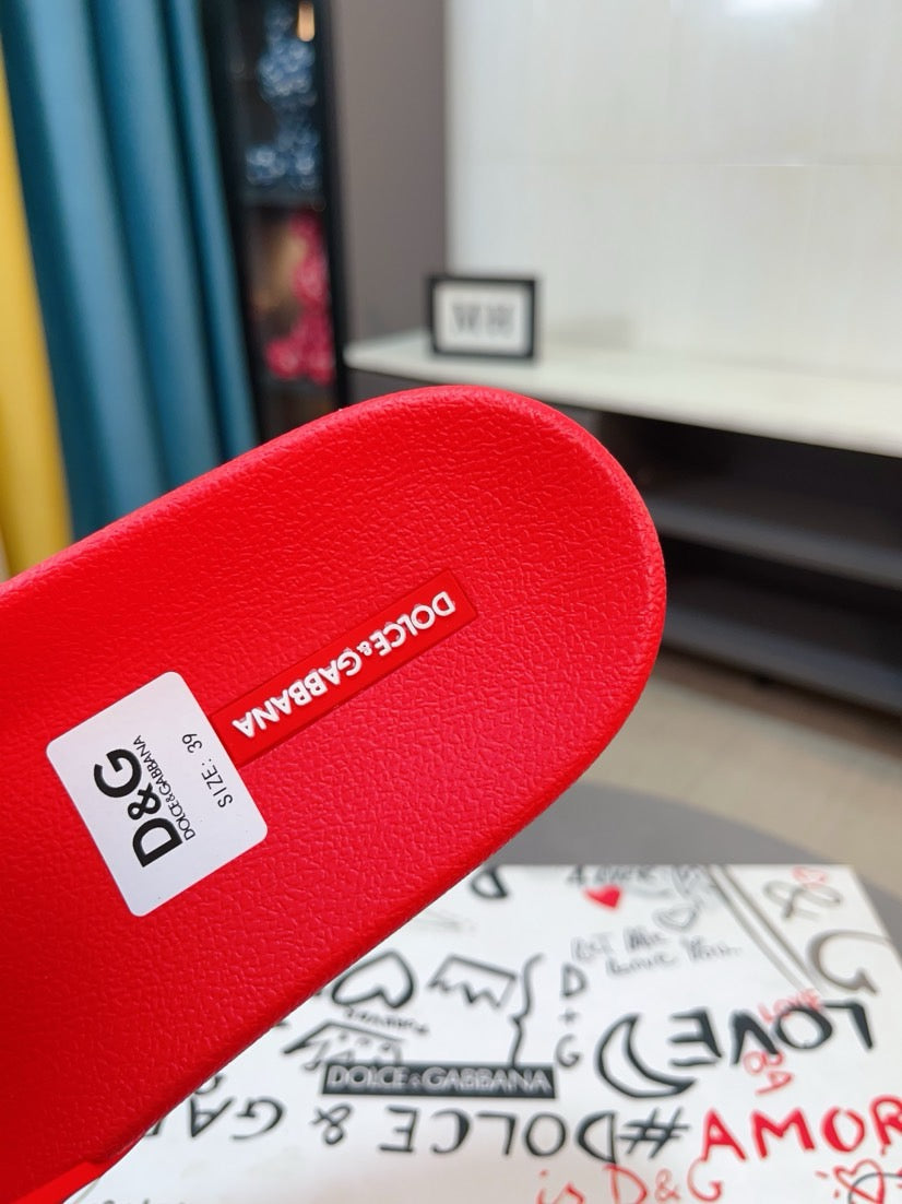 Dolce & Gabbana DG Men's Calfskin Puff Slides with Embossed Logo