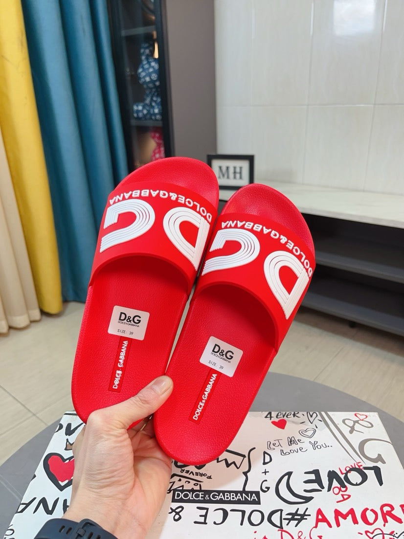 Dolce & Gabbana DG Men's Calfskin Puff Slides with Embossed Logo