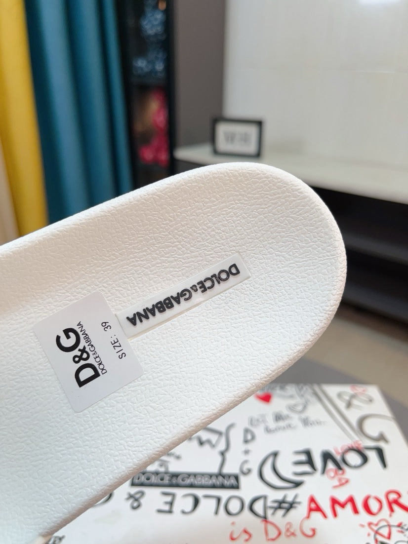 Dolce & Gabbana DG Men's Calfskin Puff Slides with Embossed Logo