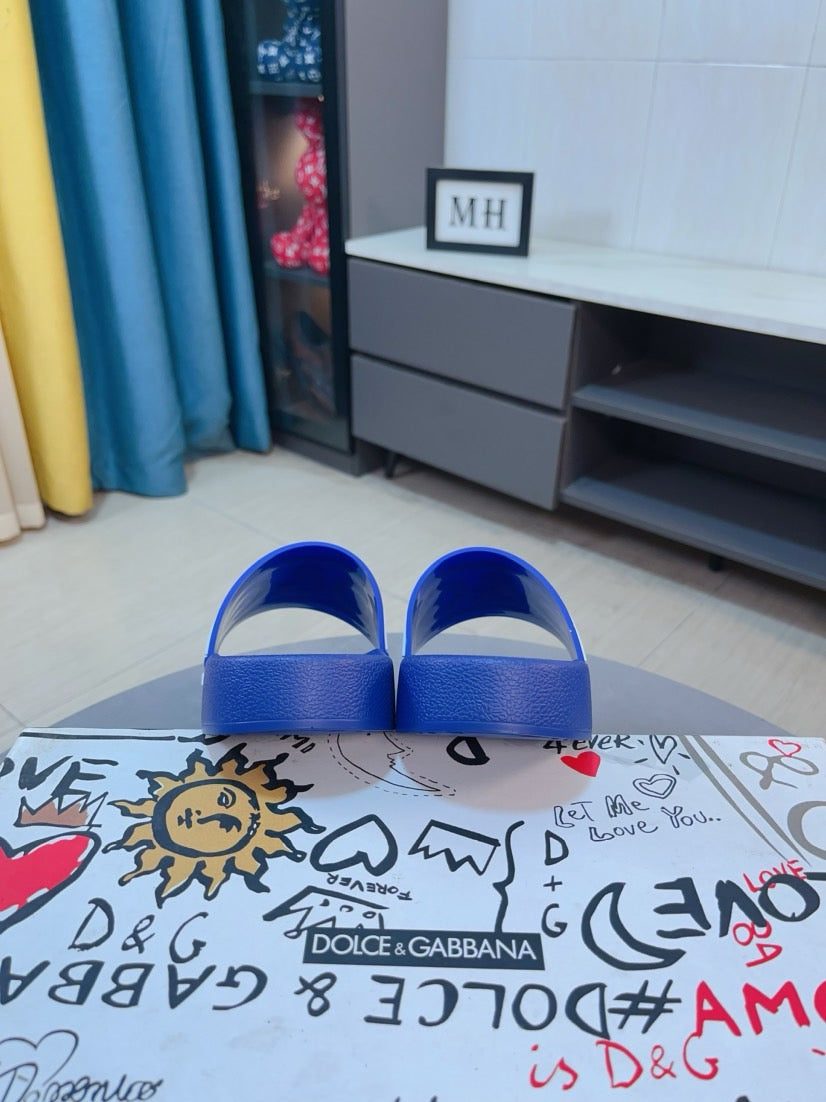 Dolce & Gabbana DG Men's Calfskin Puff Slides with Embossed Logo