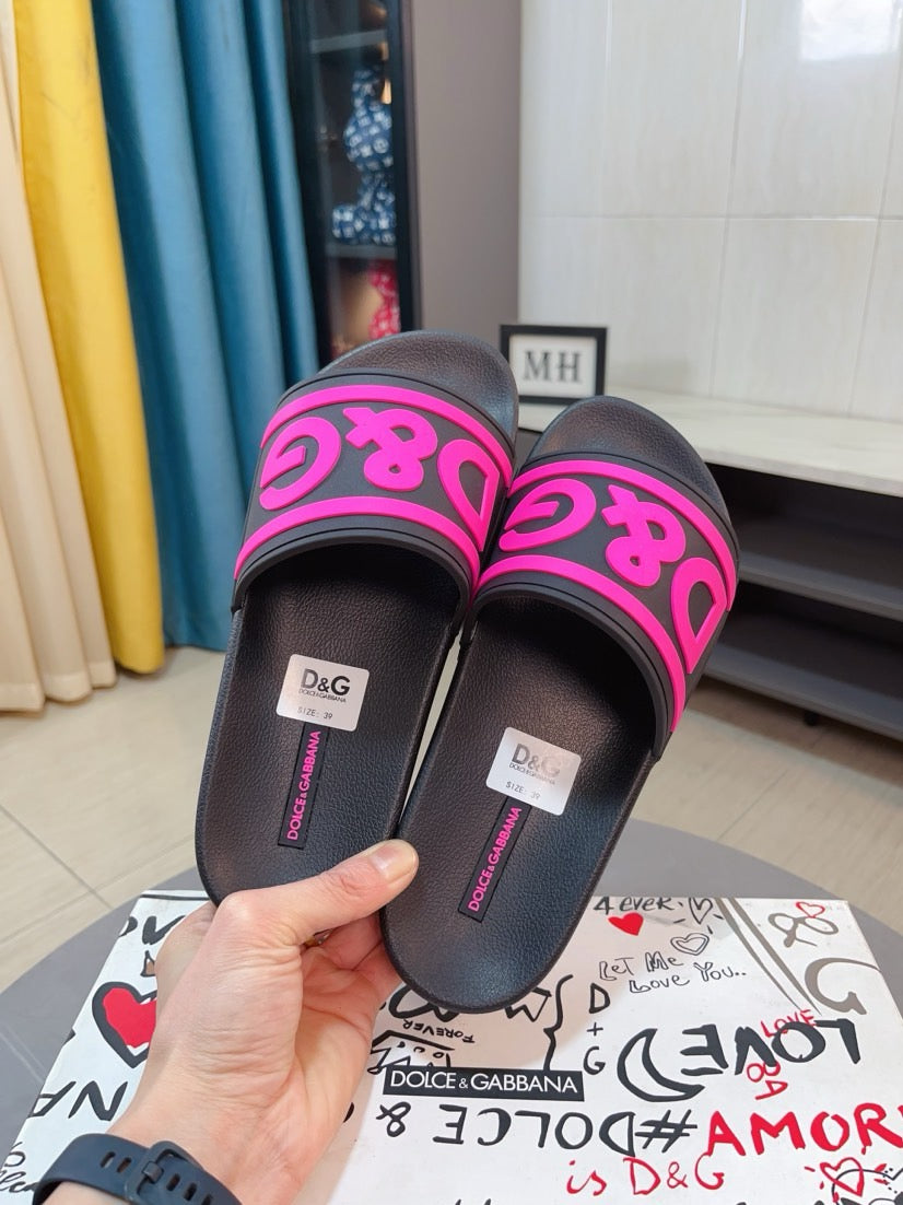 Dolce & Gabbana DG Men's Calfskin Puff Slides with Embossed Logo