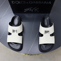 Dolce & Gabbana DG Men's Structured-Logo Slides in Leather