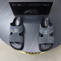 Dolce & Gabbana DG Men's Structured-Logo Slides in Leather