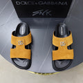 Dolce & Gabbana DG Men's Structured-Logo Slides in Leather