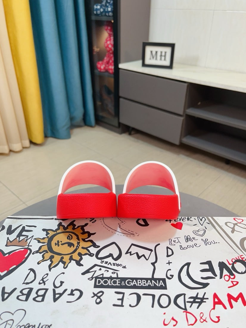 Dolce & Gabbana DG Men's Calfskin Puff Slides with Embossed Logo