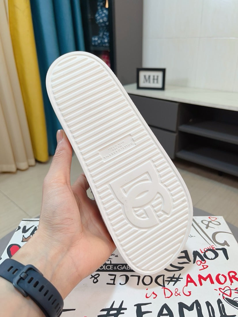 Dolce & Gabbana DG Men's Calfskin Puff Slides with Embossed Logo