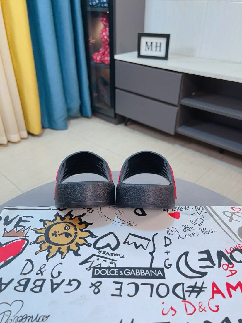 Dolce & Gabbana DG Men's Calfskin Puff Slides with Embossed Logo