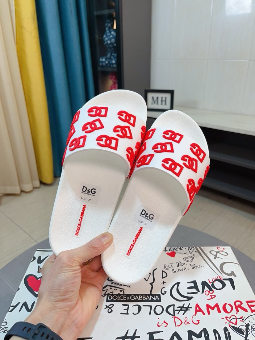 Dolce & Gabbana DG Men's Calfskin Puff Slides with Embossed Logo