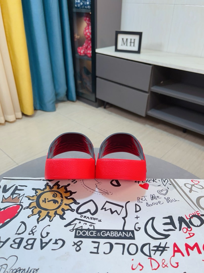 Dolce & Gabbana DG Men's Calfskin Puff Slides with Embossed Logo