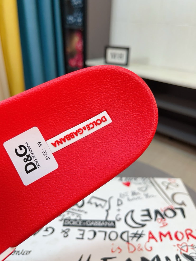 Dolce & Gabbana DG Men's Calfskin Puff Slides with Embossed Logo