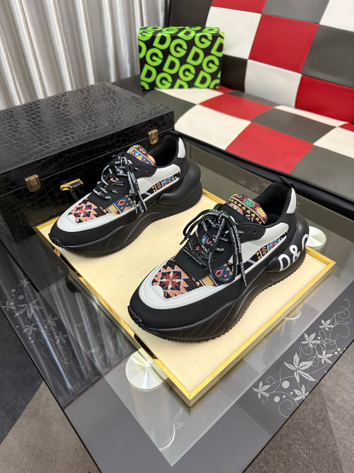 Dolce & Gabbana DG Silk Calfskin & Nubuck Casual Sneakers