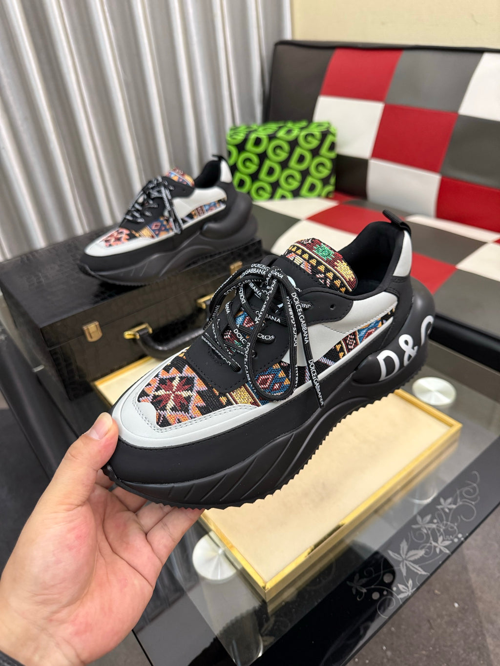 Dolce & Gabbana DG Silk Calfskin & Nubuck Casual Sneakers