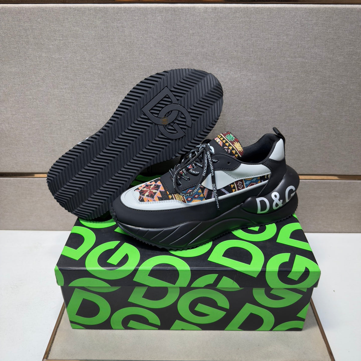 Dolce & Gabbana DG Couple's Multi-Material Casual Sneakers 3 Colors