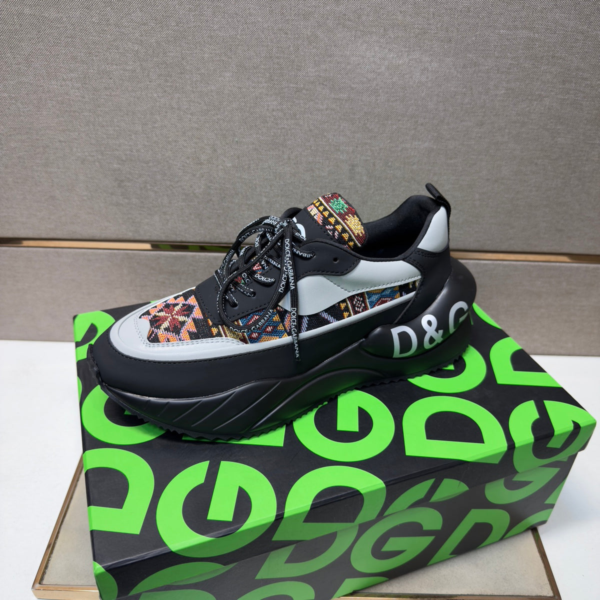 Dolce & Gabbana DG Couple's Multi-Material Casual Sneakers 3 Colors