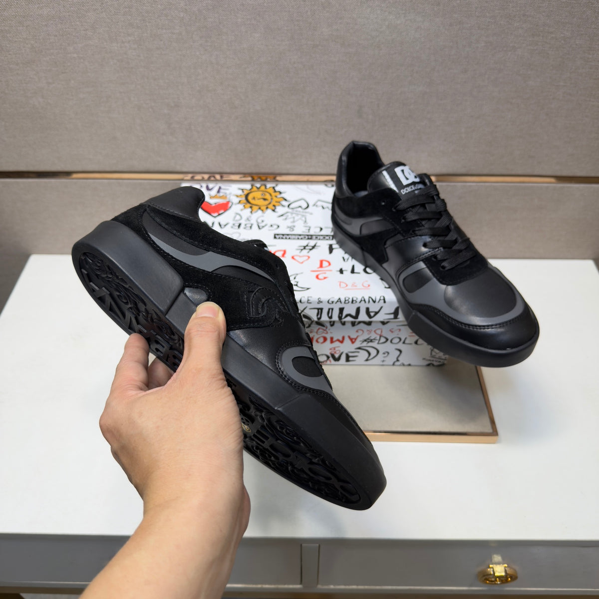 Dolce & Gabbana DG Couple's Multi-Material Casual Sneakers Multi-Color