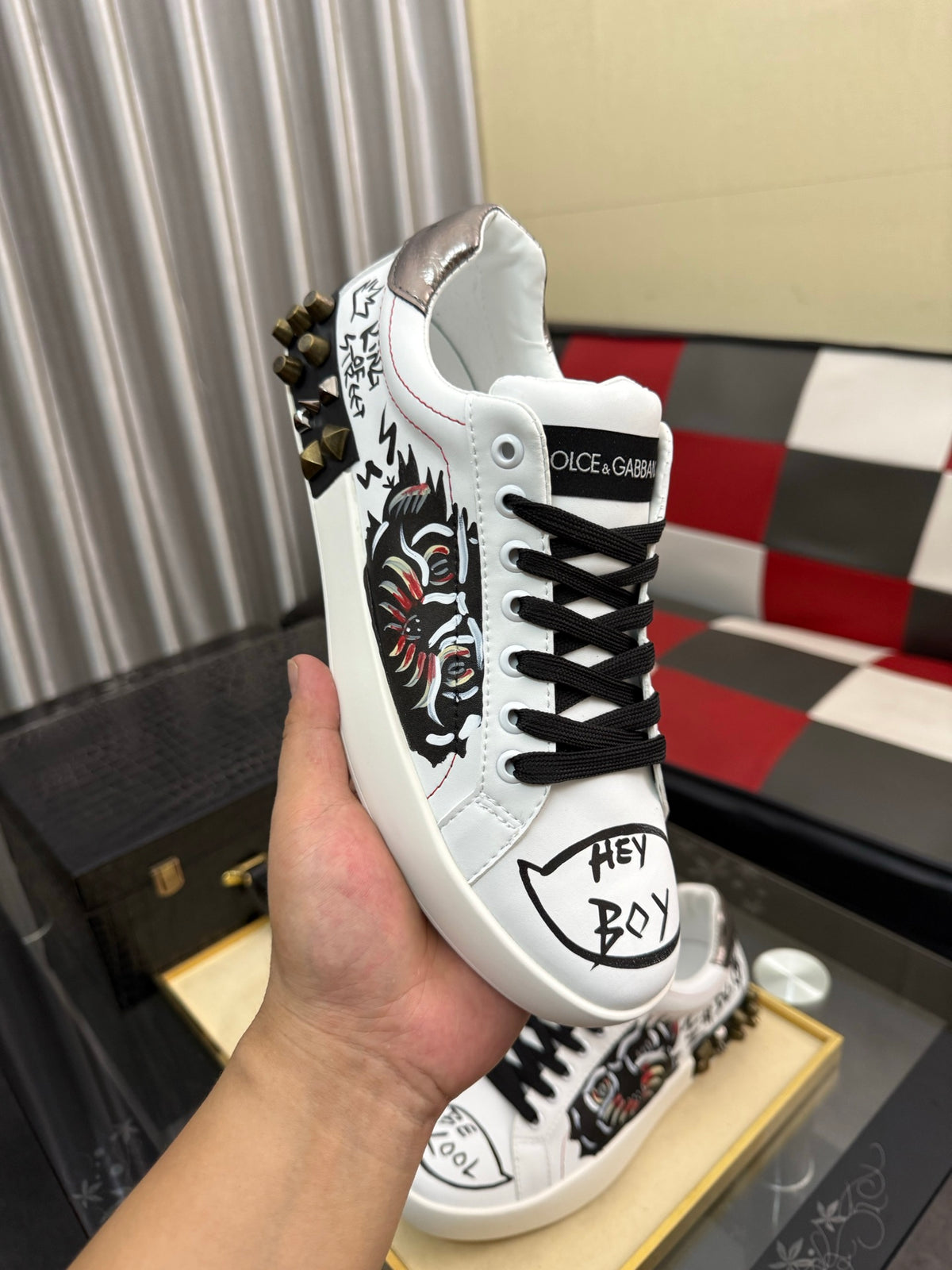 Dolce & Gabbana DG Silk Calfskin & Nubuck Casual Sneakers