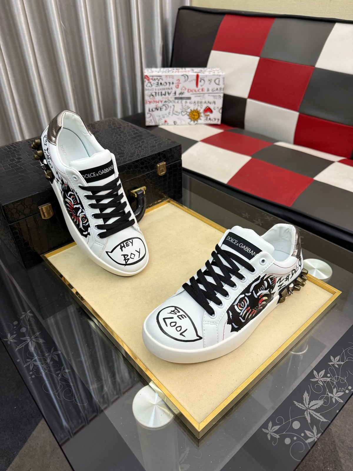 Dolce & Gabbana DG Silk Calfskin & Nubuck Casual Sneakers