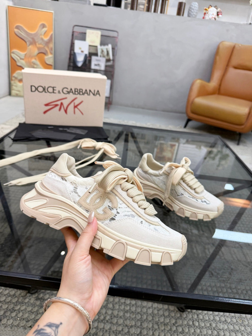Dolce & Gabbana DG Couple's Oxford & Lace Sneakers