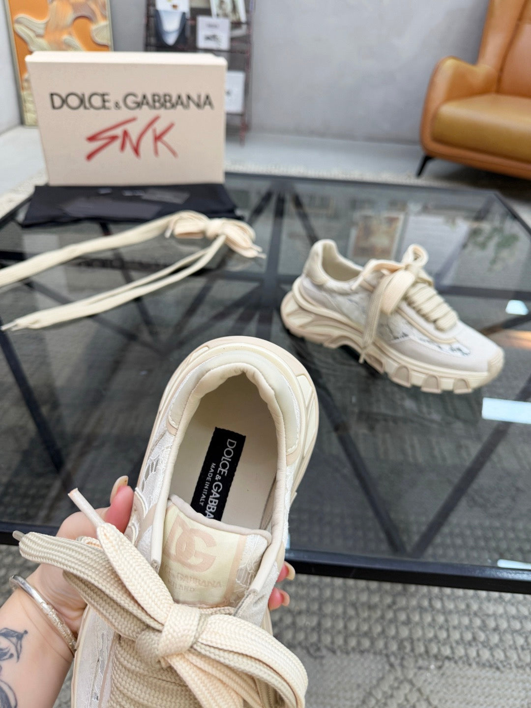 Dolce & Gabbana DG Couple's Oxford & Lace Sneakers
