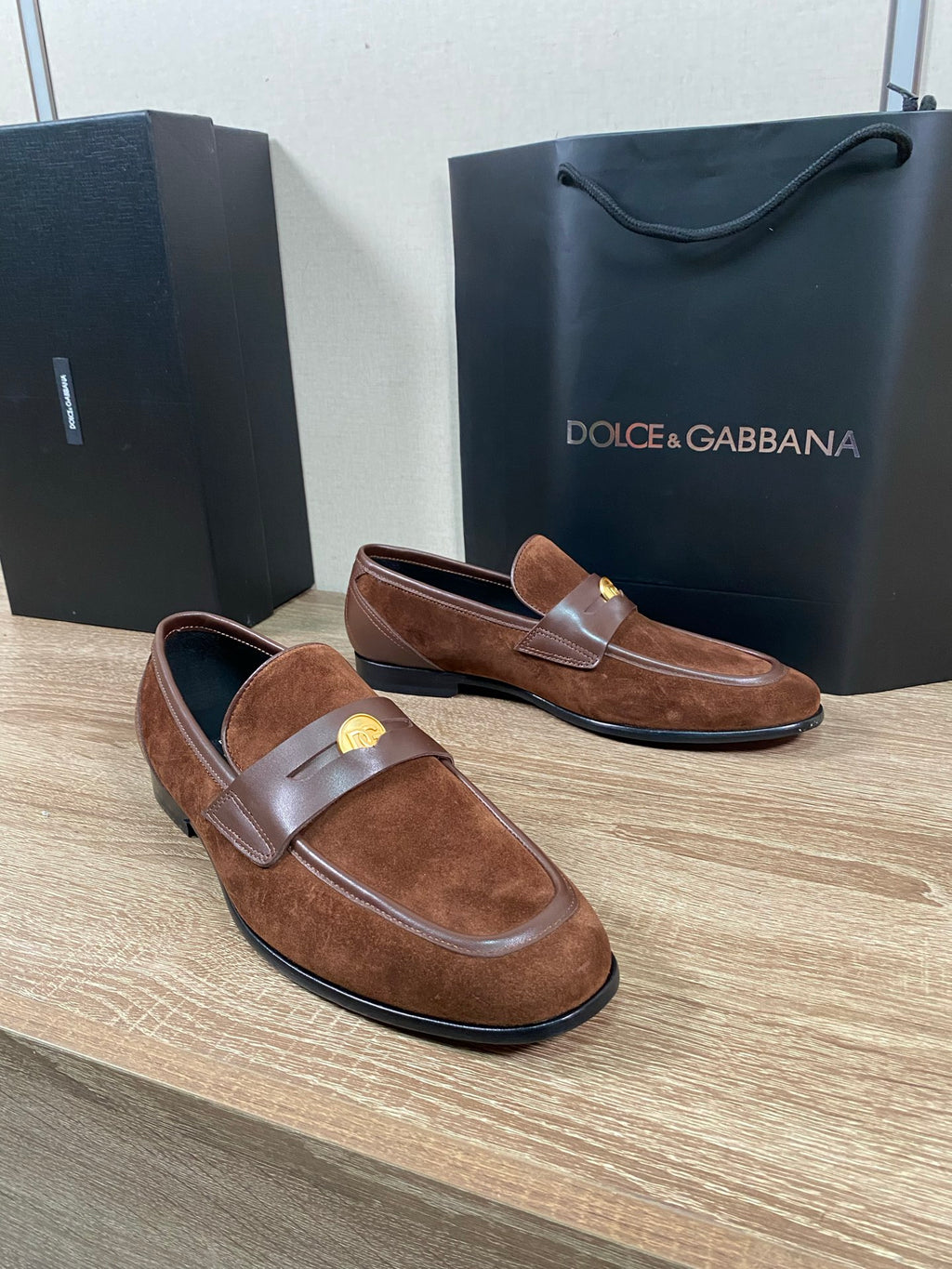 Dolce & Gabbana DG Men's Moccasin Loafers with Metal Horsebit