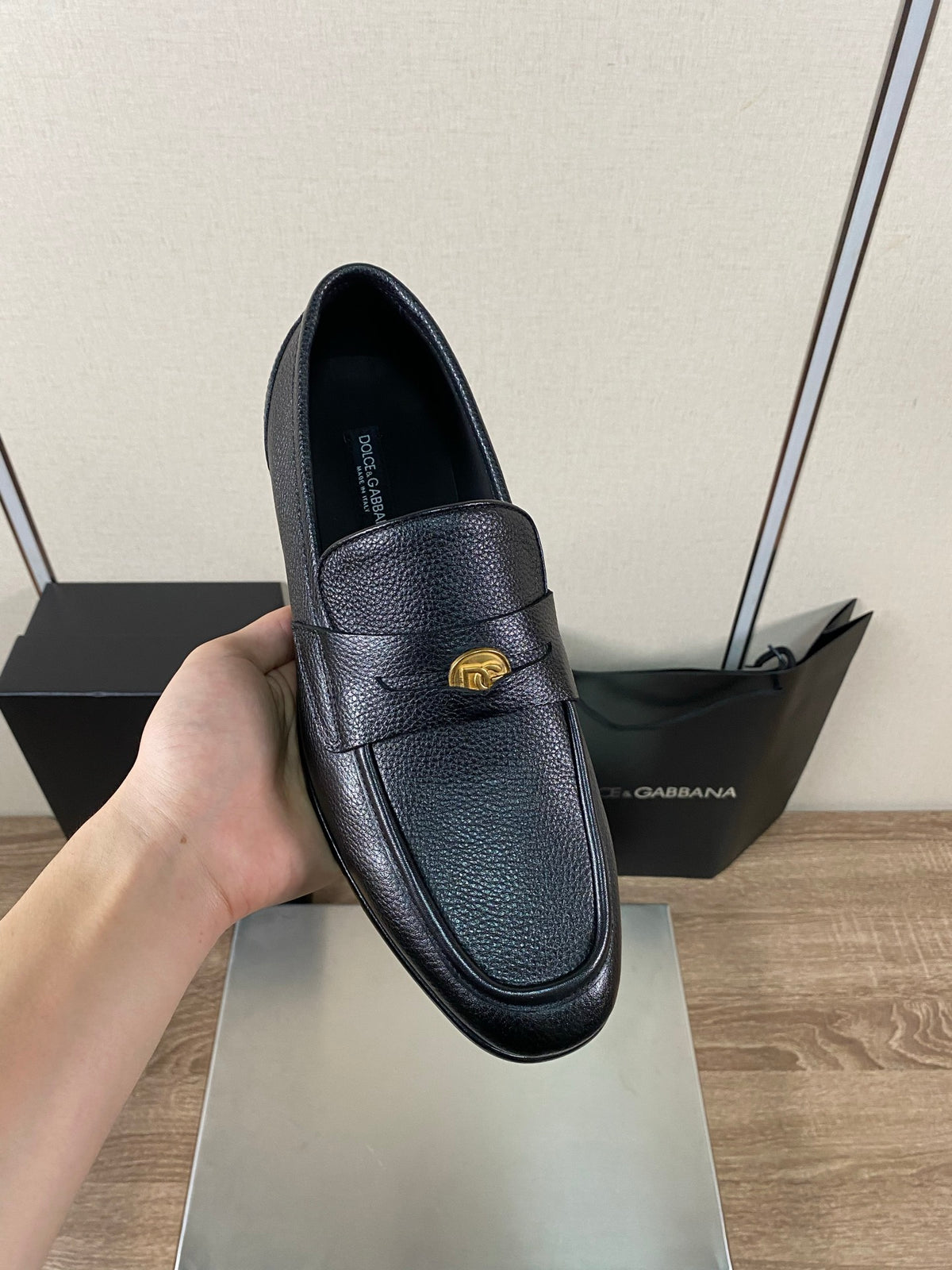 Dolce & Gabbana DG Men's Moccasin Loafers with Metal Horsebit