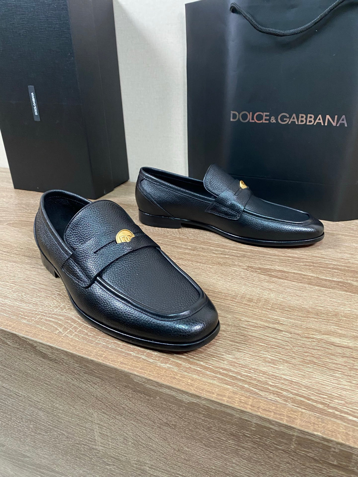 Dolce & Gabbana DG Men's Moccasin Loafers with Metal Horsebit
