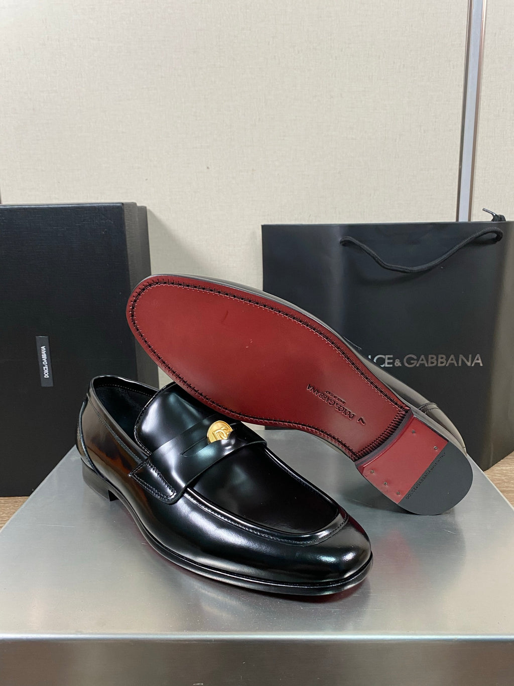 Dolce & Gabbana DG Men's Moccasin Loafers with Metal Horsebit