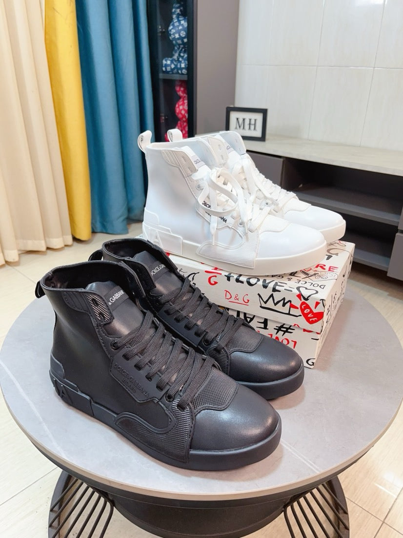 Dolce & Gabbana DG Men's High-Top Sneakers with Crystal Accents