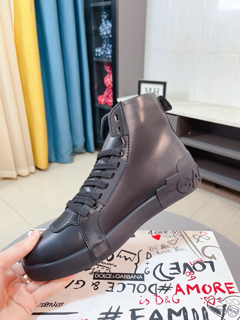 Dolce & Gabbana DG Men's High-Top Sneakers with Crystal Accents